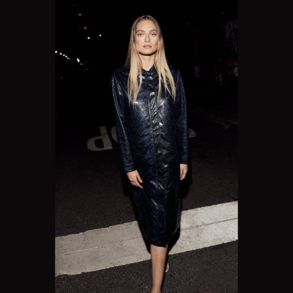 NWT Apparis black blue python faux leather duster jacket, M - Picture 7 of 16